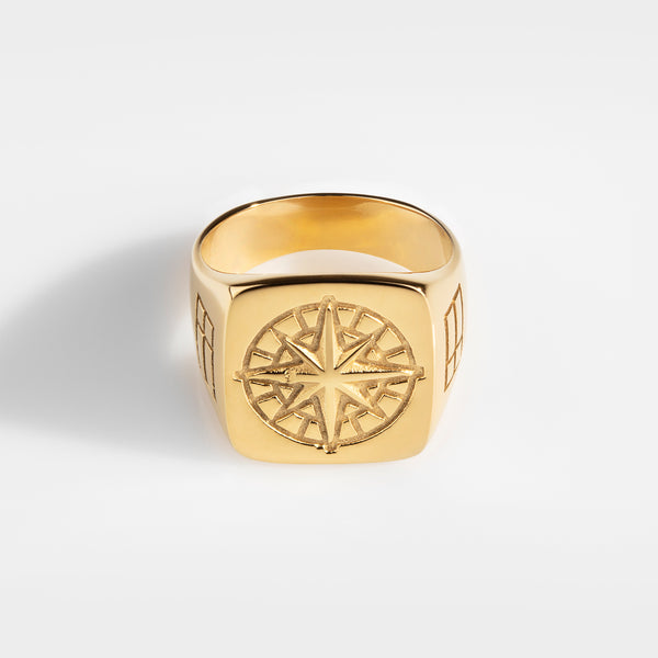 COMPASS OVERSIZE SIGNATURE RING (GOLD)