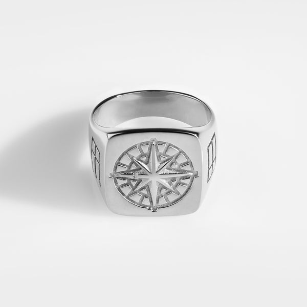 COMPASS OVERSIZE SIGNATURE RING (SILVER)