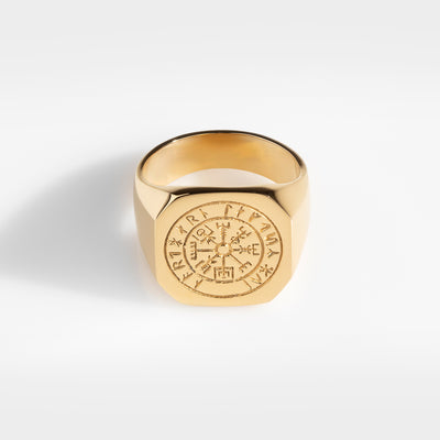 VEGVISIR OVERSIZE SIGNATURE RING (GOLD)