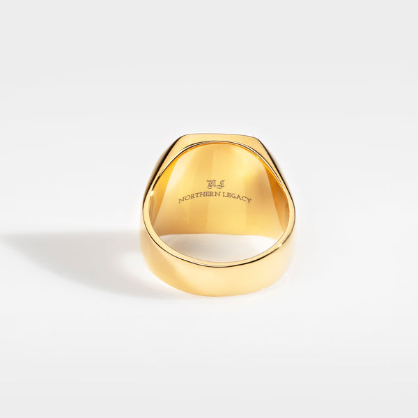 BLACK ONYX OVERSIZE SIGNATURE RING (GOLD)