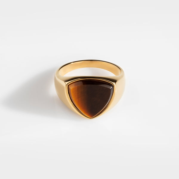 TIGEREYE POLYGON SIGNATURE RING (GOLD)